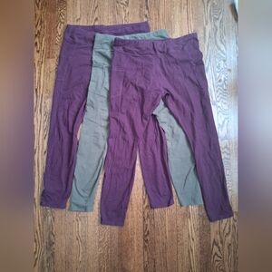 Lot Of 3 PACT Leggings XXL And XL Purple And Green